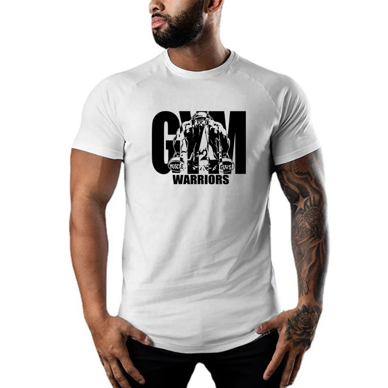 Sommer Atmungsaktive Kurzarm Casual T-shirts Gym Workout Muskel Laufen Sport Shirts Herren Bodybuilding Fitness Baumwolle Kleidung Image