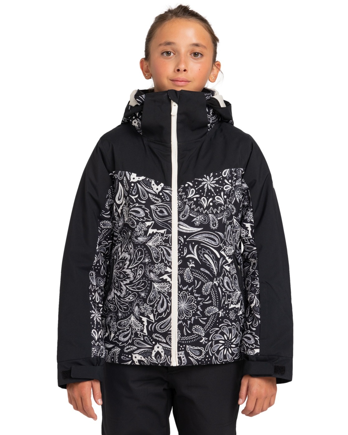 Snowboardjacke ROXY "Free Jet", Kinder, Gr. 10(140-148cm), schwarz bandanas, 55% Polyester, 45% Polyester, Jacken Image