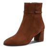 Stiefelette TAMARIS, Damen, Gr. 40, braun (muscat), Ziegenveloursleder, unifarben, elegant, Schuhe, Blockabsatz, Businessschuh, Abendschuh mit Touch it-Ausstattung