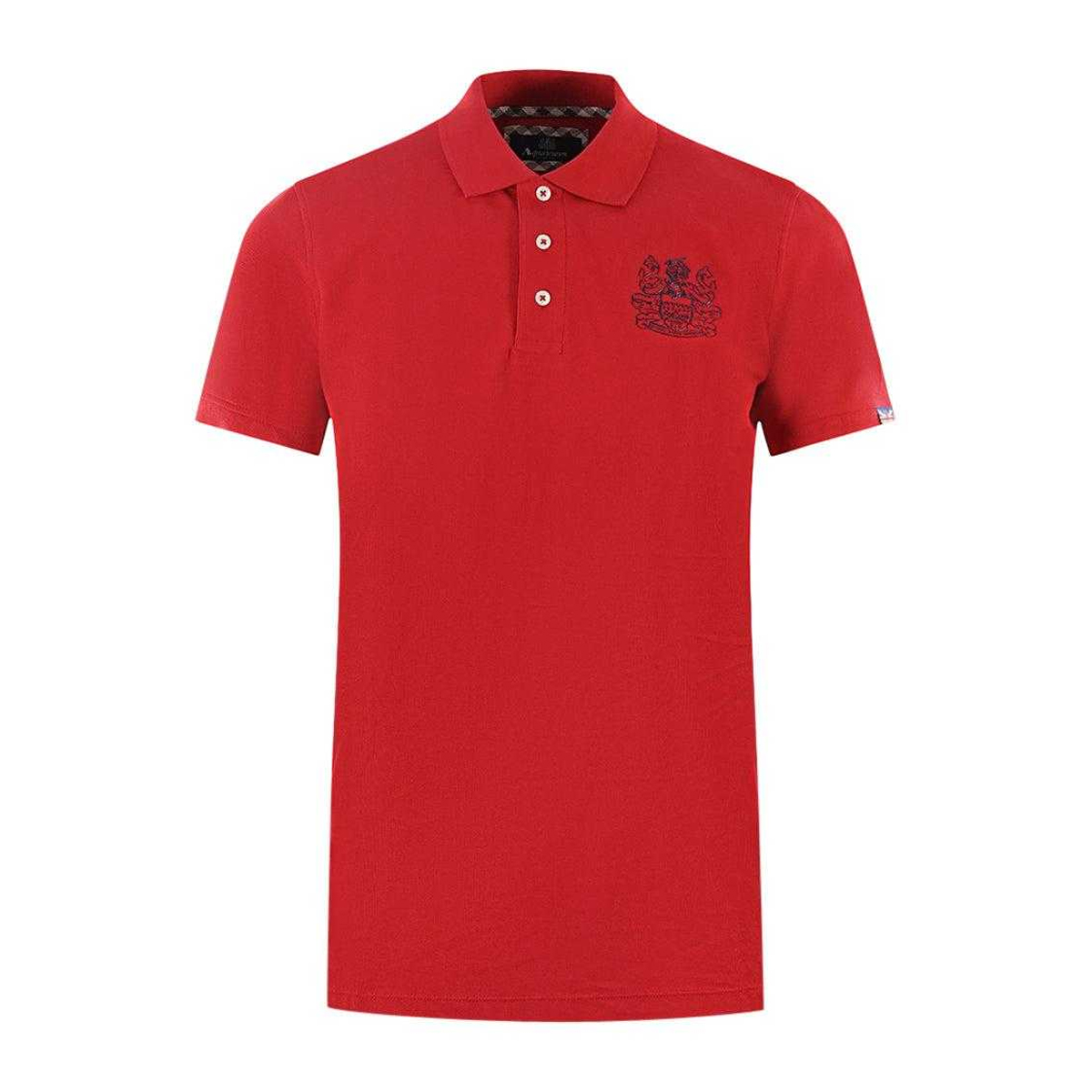 Aquascutum - Poloshirt für Herren/Damen Unisex, Ärmel mit Markenschriftzug (Rot) Image