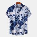Halloween Homme Crânes Fleurs Chemise Chemise d'été Chemise Décontractée Manches courtes ancien Horreur Vacances Tenue quotidienne Le thème de la fête Printemps Été Revers Imprimé Blanc Noir Noir