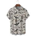 Halloween Homme Grimace Crânes Chemise Chemise d'été Chemise Décontractée Manches courtes Horreur Vacances Tenue quotidienne Le thème de la fête Printemps Été Revers Imprimé Blanc Noir Noir 1