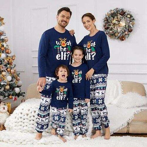 Pyjamas de Noël en famille Vêtements de Nuit Renne Rodolphe Graphique Tenues assorties à la famille Doux pour Homme Femmes Garçons Fille Adultes Enfant Noël Nouvel An la veille de Noël Vêtements de