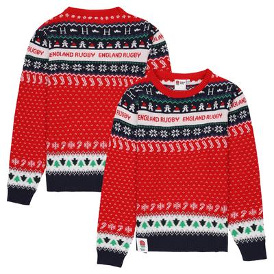 England Rugby Retro Fairisle Weihnachtspullover – Junior Image