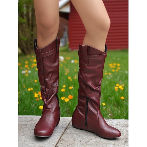 Lässige Slouchy-Stiefel für Damen – weiche Denim-Stiefel mit halbhoher Wade und seitlichem Reißverschluss für den Alltag und zum Reisen Image