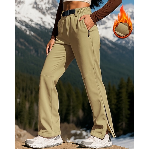 Damen Wanderhosen Wasserdichte Wanderhose Wintermantel Fleecehosen Winter Herbst Außen Normale Passform Wasserdicht Winddicht Warm Hosen Elastischer Bund Schwarz Rosa Camping / Wandern Klettern Laufen Image