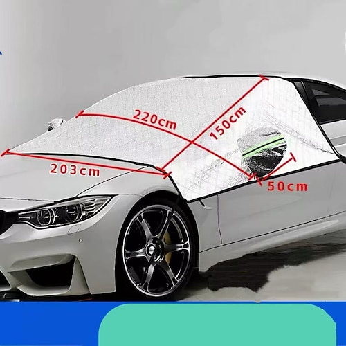 Magnetische Auto-Schneeschutzabdeckung, Halbgarage mit Frontscheibenschutz, dicker Sonnenschutz und hitzebeständiger Schneeschutz für Winter und Sommer Image