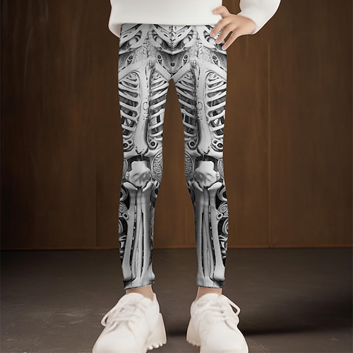 Halloween Mädchen 3D Schädel Hose Leggings Frühling Herbst Niedlich Basic Kinder 4-12 Jahre Outdoor Lässig Täglich Normale Passform Image