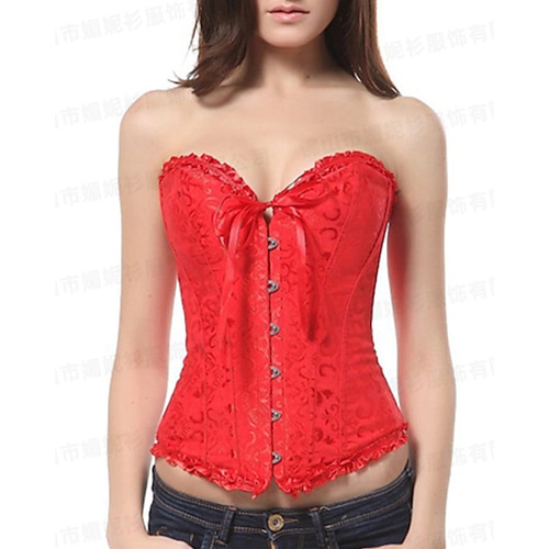 Damen Korsett Shapewear Taillenmieder Formende Unterwäsche Sexy Korsett Mode Süß Einfarbig Rückenfrei Urlaub Party Straße Ärmellos Kalter Schulter-Ausschnitt Schwarz Weiß Rote Frühling Herbst Image