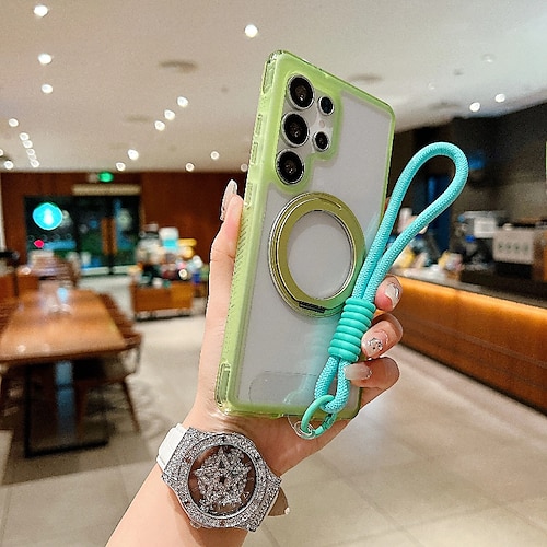 Handy Hülle Handyhüllen Für Samsung Galaxy S25 S25 Ultra Plus S25 Edge S24 Plus S24 Rückseite mit Trageriemen Unterstützt kabelloses Laden Ständer Retro TPU Acryl Image