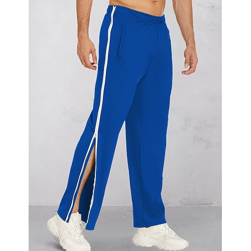 Herren Jogginghose Abreißhosen Hose Gerade geschnittene Sweatpants Kordelzug Reißverschluss Elastischer Bund Farbblock Komfort Atmungsaktiv Lässig Täglich Ferien Sport Mode Schwarz Armeegrün Image