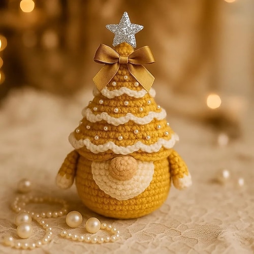 DIY-Häkelset für Weihnachtsbaumzwerge, festliche Weihnachtswichtelpuppe, Häkelsets für Anfänger, einfaches Häkeln lernen, Weihnachtshandwerk, Weihnachtsdekoration, Ornament Image