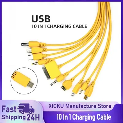 Portable Multi-head Charging Cord 10 In 1 Multi-Function USB Phone Charging Cable For Samsung Nokia Phone Charger Universal Cord