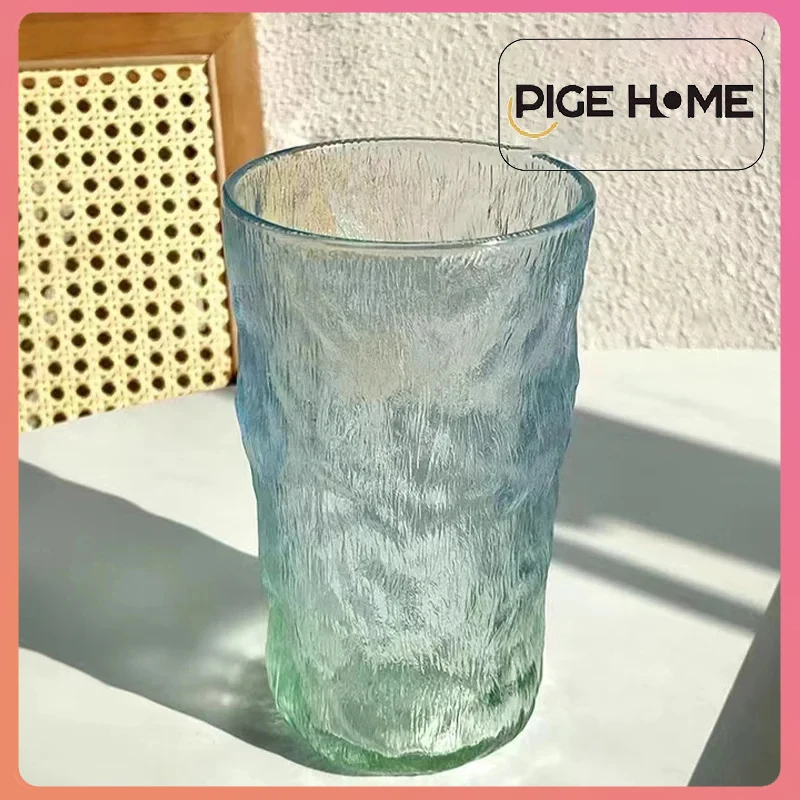 PIGE HOME 310/370 ml Gletscherbecher im nordischen Stil mit Farbverlauf, Frühstück, Milch, Saft, Blase, Wasserbecher, Zuhause, Whisky, Weinglas, Geschenktasse Image