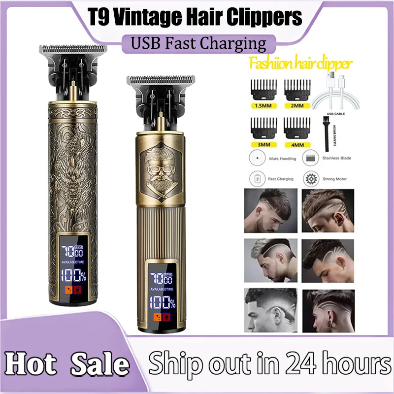 Vintage Haarschneider Schnurlose elektrische Haarschneidemaschine Tragbarer Rasierer Friseur USB Schnelllade-Haarschneider für Friseure Image