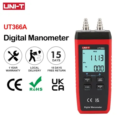 UNI-T UT366A Manometer Digital Surface Pressure Difference Measurement Wind Speed Air Pressure Differential Pressure Gauge Meter