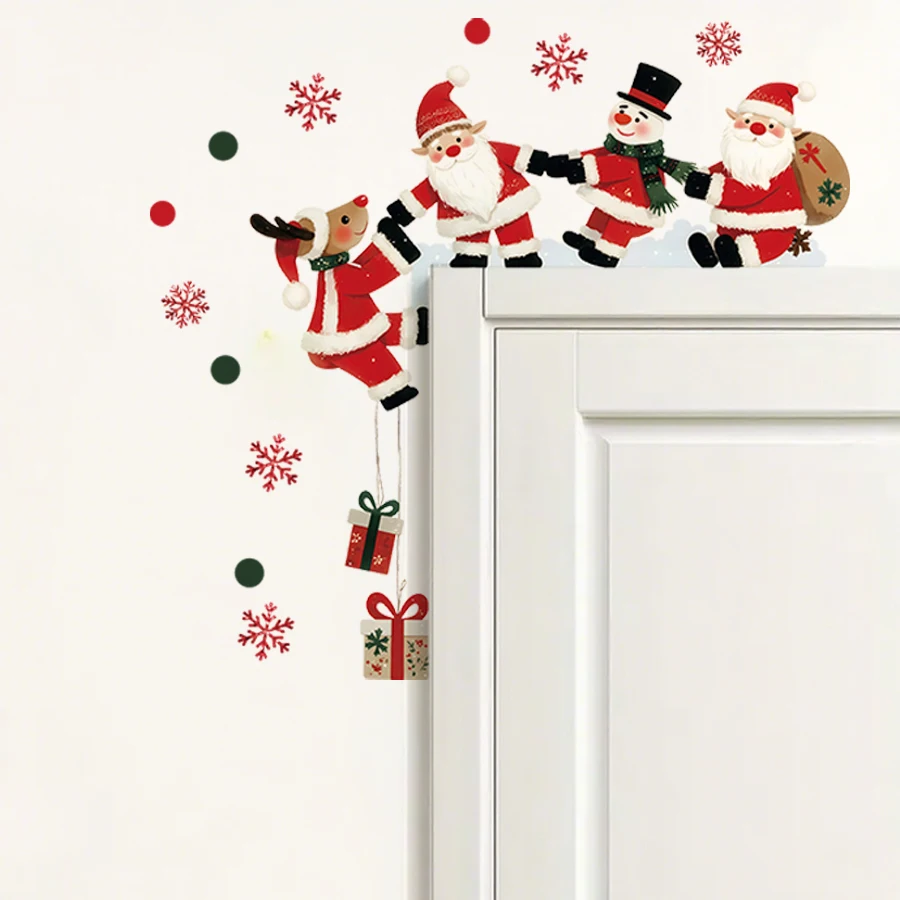 Weihnachten Santa Wandaufkleber abnehmbare Vinyl Aufkleber mit Weihnachtsmann für Schlafzimmer Wohnzimmer Eingangshalle Home Dekoration Wandtattoo