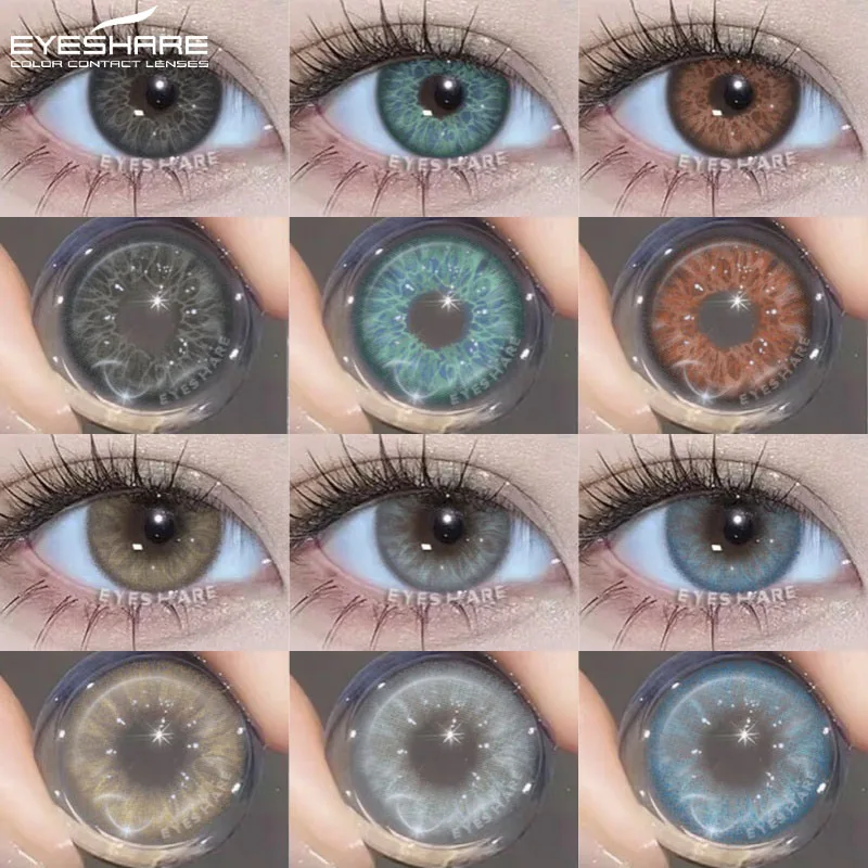 EYESHARE 1 Paar natürliche graue Augenlinsen, farbige Kontaktlinsen, blaue Linsen, grüne Augen, Kontakte, Schönheit, Schüler, 6 Monate verwenden Image