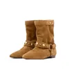 Europäische und amerikanische Herbst- und Winter neue flache Damenschuhe, modische runde Zehen-Western-Casual-große Damen-Stiefeletten