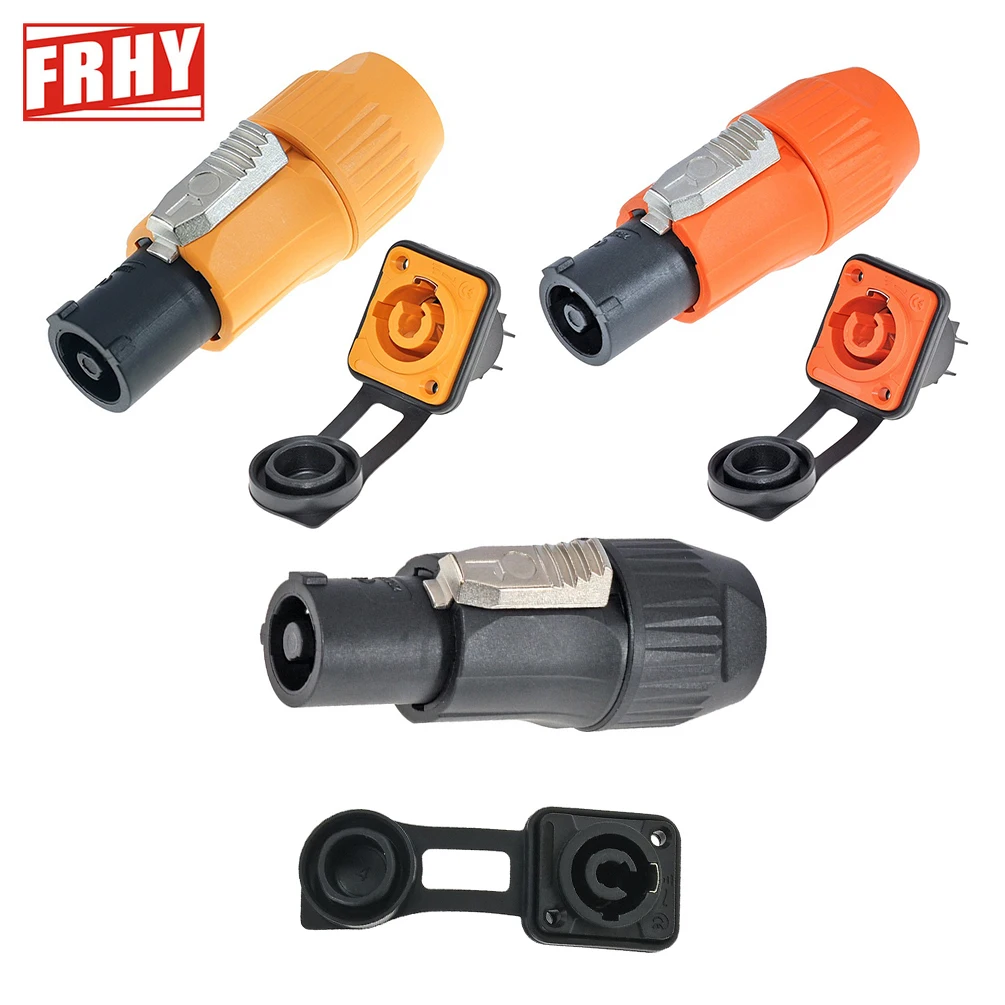 2PCS Powercon Adapter Stecker 3-Pin 20A 250V Stecker/Buchse Panel Mount - IP65 Wasserdicht Locking Power Stecker für Lautsprecher Image