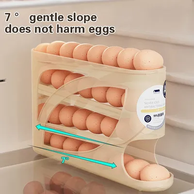 Kitchen Refrigerator Egg Dispenser Fridge Organizer 4 Layers Automatic Rolling Egg Holder Rack Fridge Egg Storage Box Container
