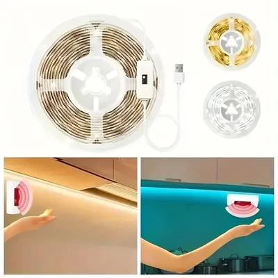 Intelligente LED-Lichtleiste, USB-Sensor, dimmbare Diodenbeleuchtung, 60 LEDs, flexibles Band, für Zimmer, Party, Fernseher, Weihnachten, Halloween-Dekorationen