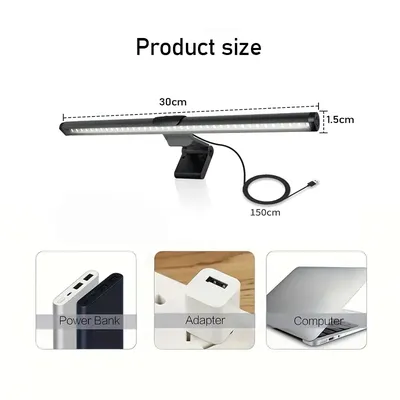 30CM LED Desk Lamp Monitor Light Bar Eye-Care Stepless Dimming Lighting Table Lamp Computer Monitor Screen Light for Work Gaming