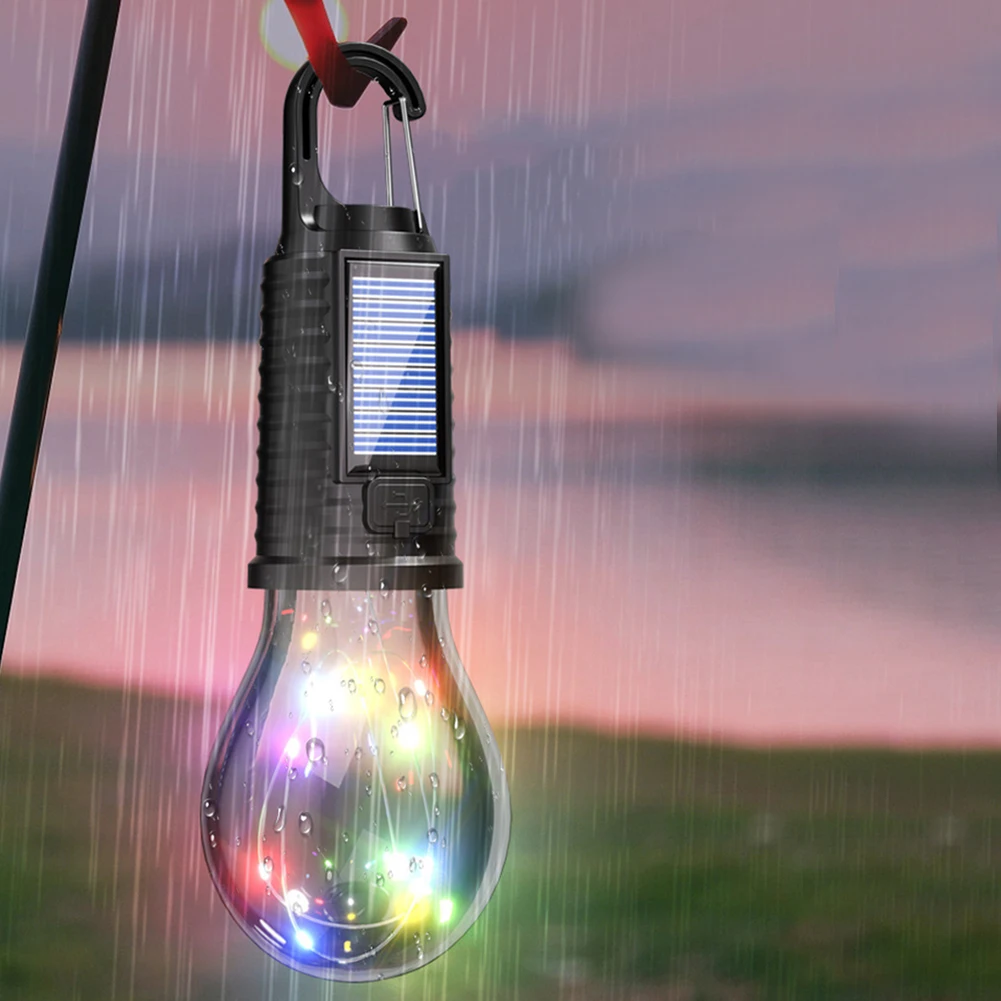 Solarbetriebene LED-Campinglampe mit Clip-Haken, LED-Zeltlicht, wasserdichte LED-Beleuchtung, Laterne für Wandern, Party, Camping, Angeln Image