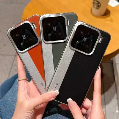 For Xiaomi 15 Case Luxury Electroplating Colorblock Leather Shockproof Back Cover For Xiaomi MI 15 Metal Camera Frame Bumper