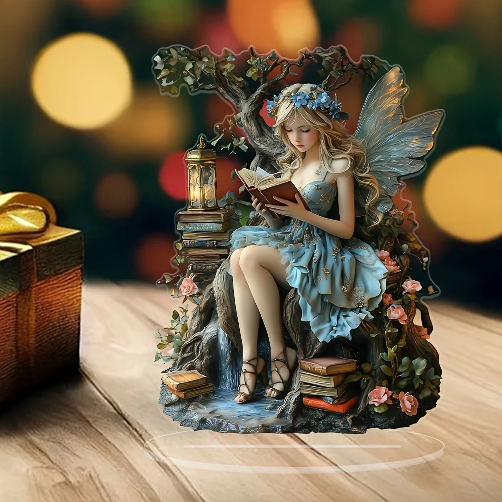 2D-Märchenbuch im böhmischen Stil aus Acryl, Engel, Tischdekoration, doppelseitig bedruckt, Heimdekoration, bezauberndes Schreibtischzubehör, Geschenke Image