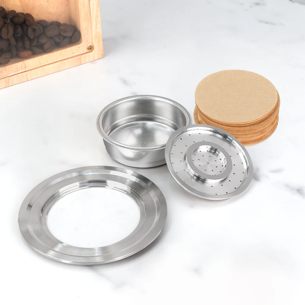 Kaffeekapseln mit Adapter und Filterpapieren, wiederverwendbare Espressokapseln, nachfüllbare Kaffeepads, kompatibel mit Philip Senseo Image