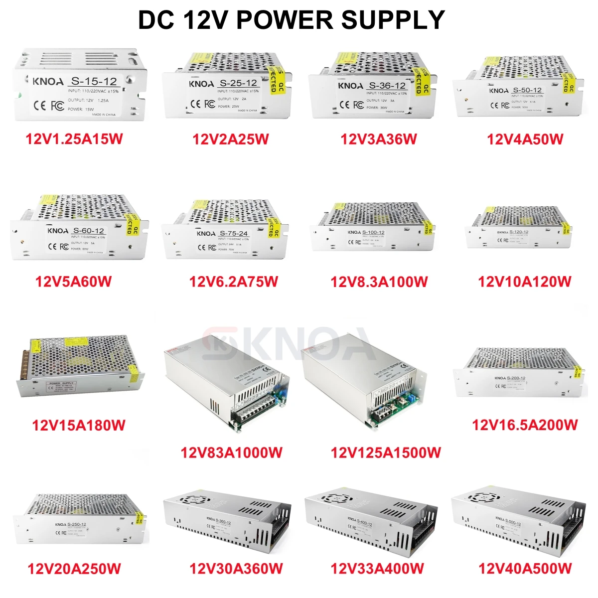 12V Netzteil 60W 120W 360W 600W Licht Transformator AC-DC 100-240V 1A 2A 3A 5A 10A 20A 30A Quelle Adapter SMPS Für LED Streifen Image