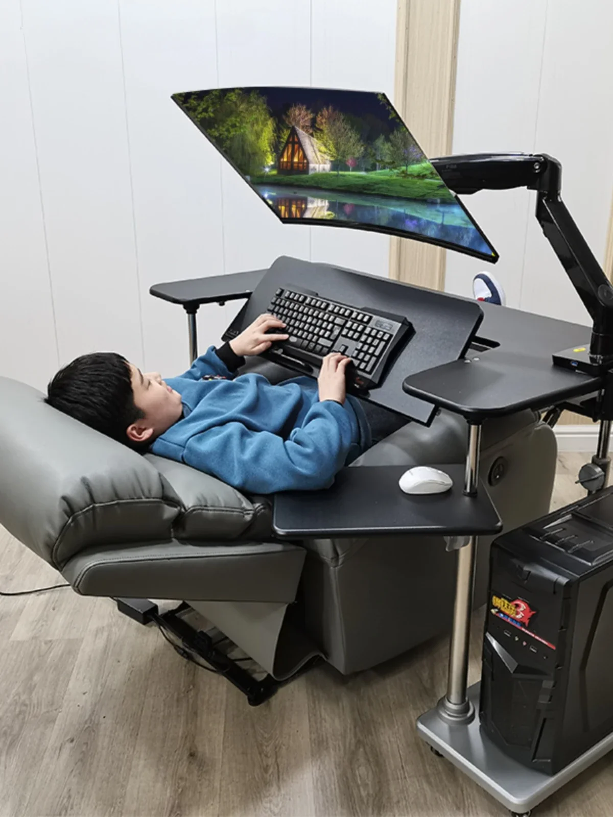 Für den Haushalt klappbarer Sitzständer-Schreibtisch, fauler Tisch, Gaming-Stuhl, Desktop-Computertisch
