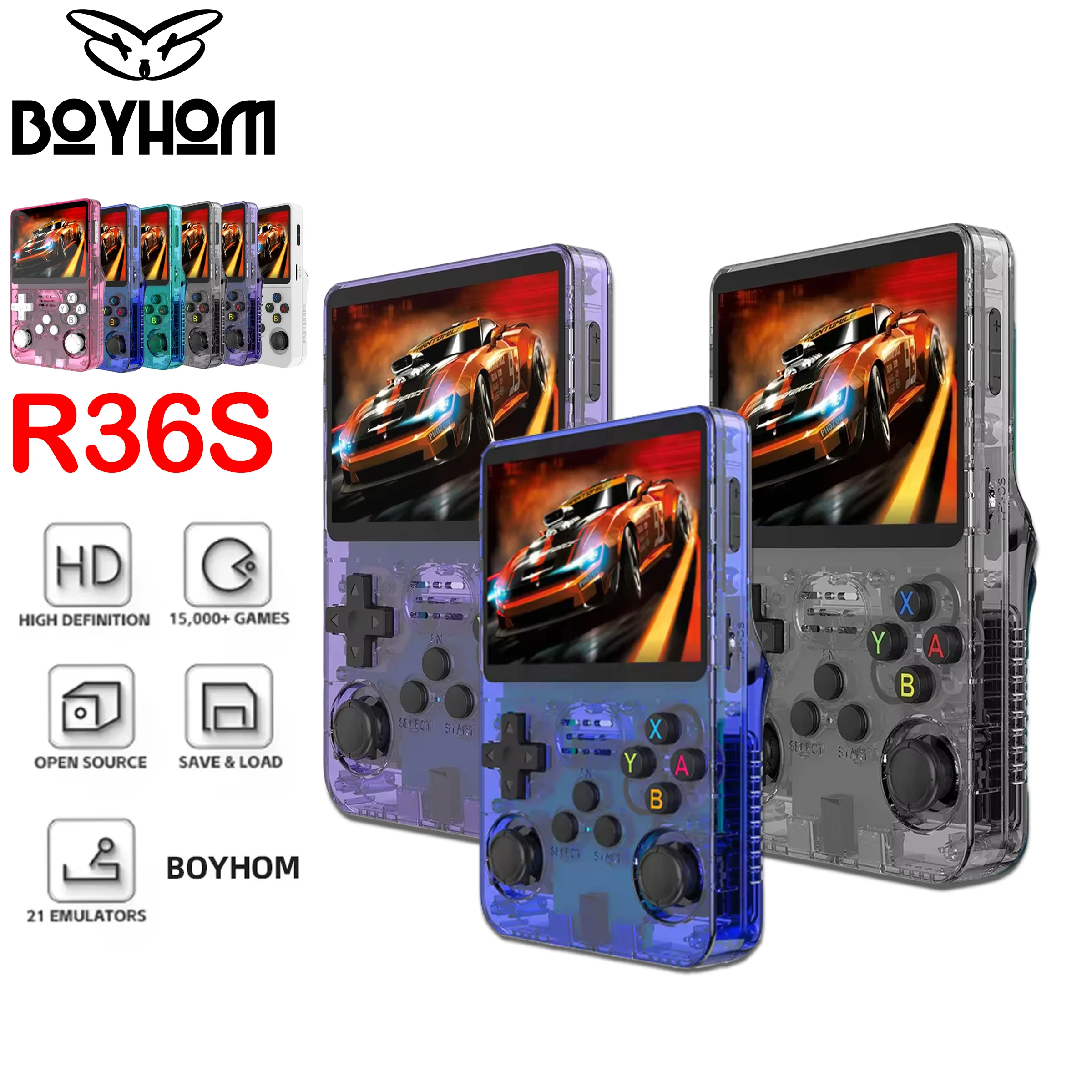 BOYHOM RK3326 Original ARKOS R36S Retro-Handspielkonsole 3,5'' IPS, 64G/128G 15000+ Spiele, tragbarer Linux-Taschenspieler Image