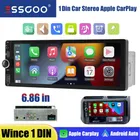 ESSGOO Autoradio Universale Singolo 1 Din 6,86" Touchscreen HD - CarPlay Senza Fili Android Auto Bluetooth FM RDS Comandi al Volante USB/Type-C/Ingresso Ausiliario Mirror Link Lettore MP5