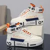 Luxus Design Kinder Schuhe Jungen Sneaker Herbst PU Leder Gedruckt Dicke Sohle Kinder High Top Schuhe Sport Tennis Jungen Sneaker