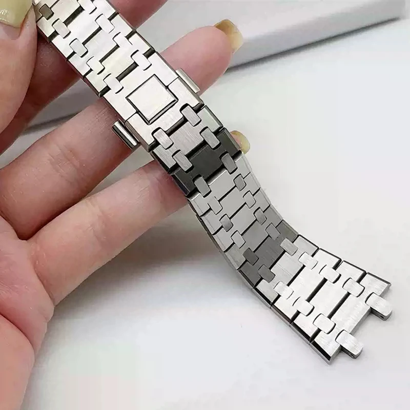 Watchband 21mm 26mm Men Women Full Stainless Steel Bracelet For AP ROYAL OAK 15400 26331 15500 Watch Strap Folding Buckle