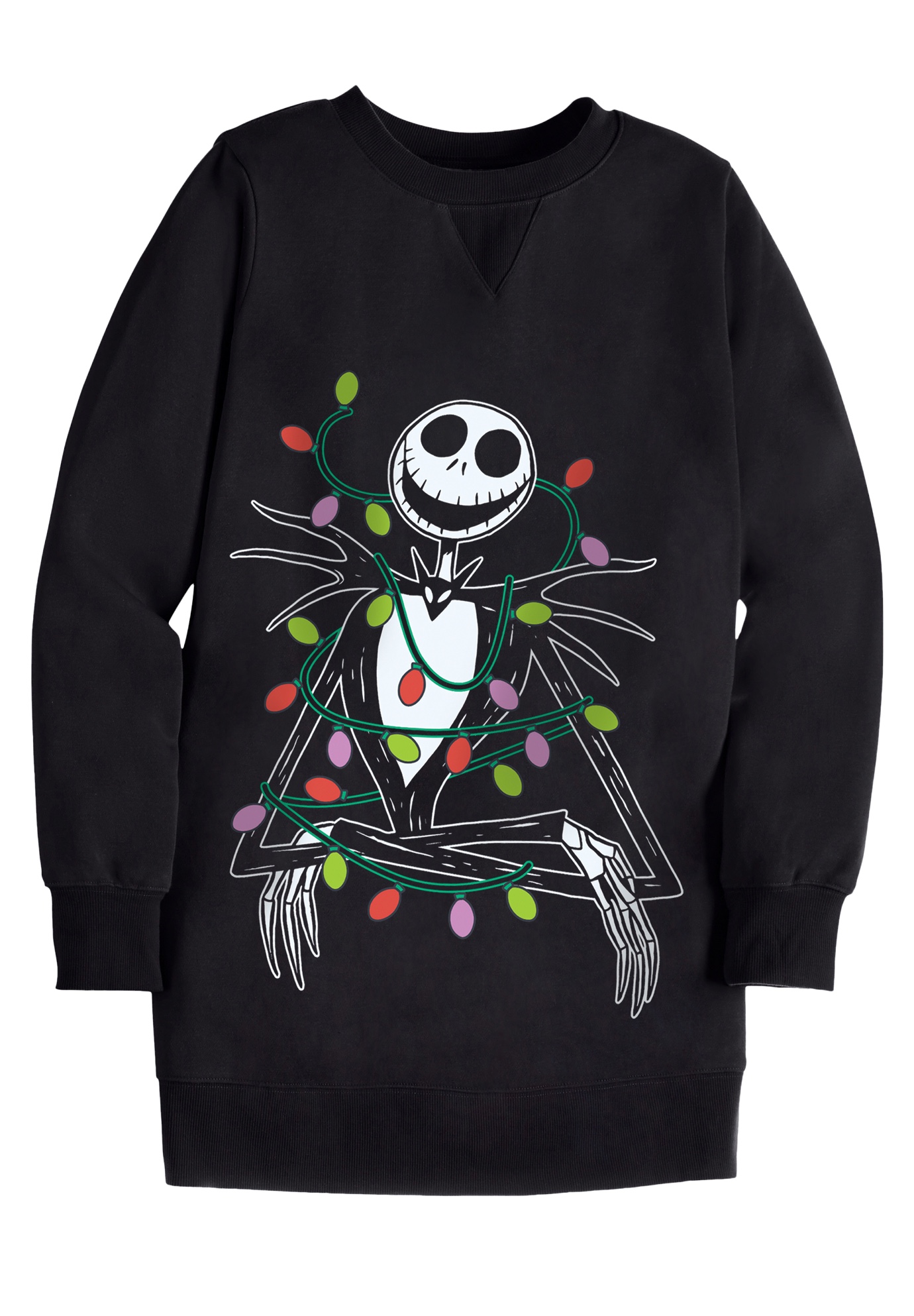 Plus Size Women's Disney Jack Skellington Lights Sweatshirt by Disney in Black Jack Skellington Lights (Size 1X)