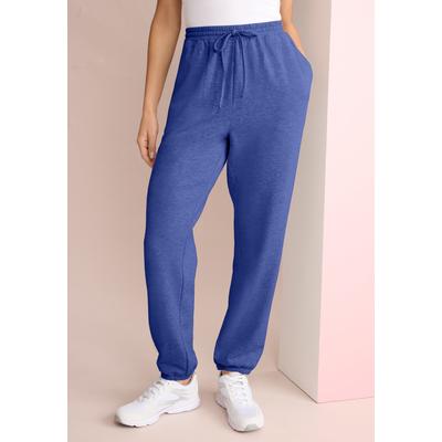 Plus Size Women's Comfort+ Fleece Slim Leg Jogger by Roaman's in Blue Haze (Size S)