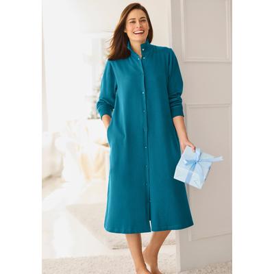 Plus Size Women's Only Necessities® Fleece Snap-Front Robe by Only Necessities in Deep Teal (Size 1X)