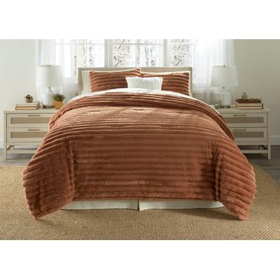 Faux Fur Comforter 3-PC Set by BrylaneHome in Cognac (Size TWIN)