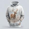 Per uomo Mimetico Cervo Felpa con Cappuccio Felpa Moda Classico Girocollo All'aperto Caccia Bianco Marrone Coulisse Autunno Inverno progettista