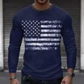Per uomo Bandiera Americana Maglietta Manica Lunga maglietta Stampa 3D Girocollo Camicia Moda All'aperto Streetwear Sport all'Aperto Nero Bianco Blu Estate Primavera Abbigliamento S M L XL XXL XXXL