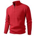Per uomo Felpa Maglione A Coste Maglia Top Regolari Lavorato a maglia Semplice Collo Alto Vacanza Moda Affari Casuale Abbigliamento Primavera Autunno Nero Rosso M L XL