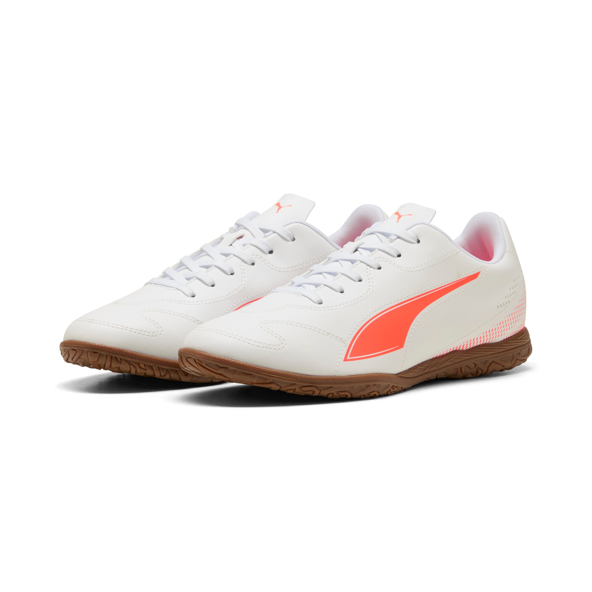 Fußballschuh PUMA "VITORIA II IT", Herren, Gr. 46, weiß (puma weiß, glowing rot), Synthetik, Schuhe Fußballschuh, für Halle und Straße