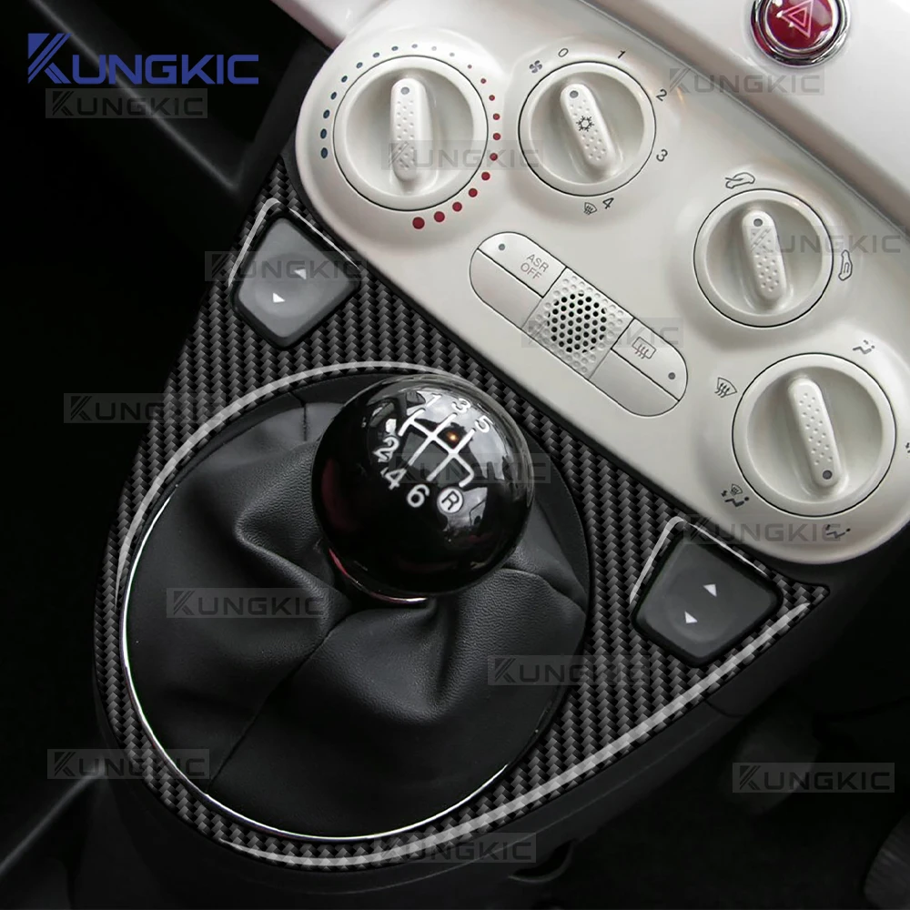 Pour Abarth 595/695/Fiat 500C 2012-2015 pour Fiat 500 2008-2015 autocollant en Fiber de carbone souple LHD RHD manuel Auto AT/MT changement de vitesse de voiture