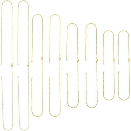 1 Box 12Pcs 4 Sizes Blank Necklace Chains Gold Stainless Steel Cable Chain Bulk Metal Adjustable Connector Necklaces Link with Lobster Claw Clasps for Jewelry Making DIY Craft Accessories