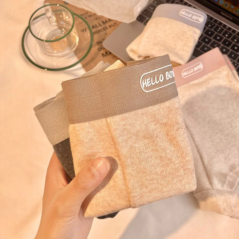 Baumwolle Herrenunterwäsche Herren Boxershorts Jacquard Hochwertige, atmungsaktive und bequeme Jungen-Jugend-Boxershorts mit mittlerer Taille Kopf Image