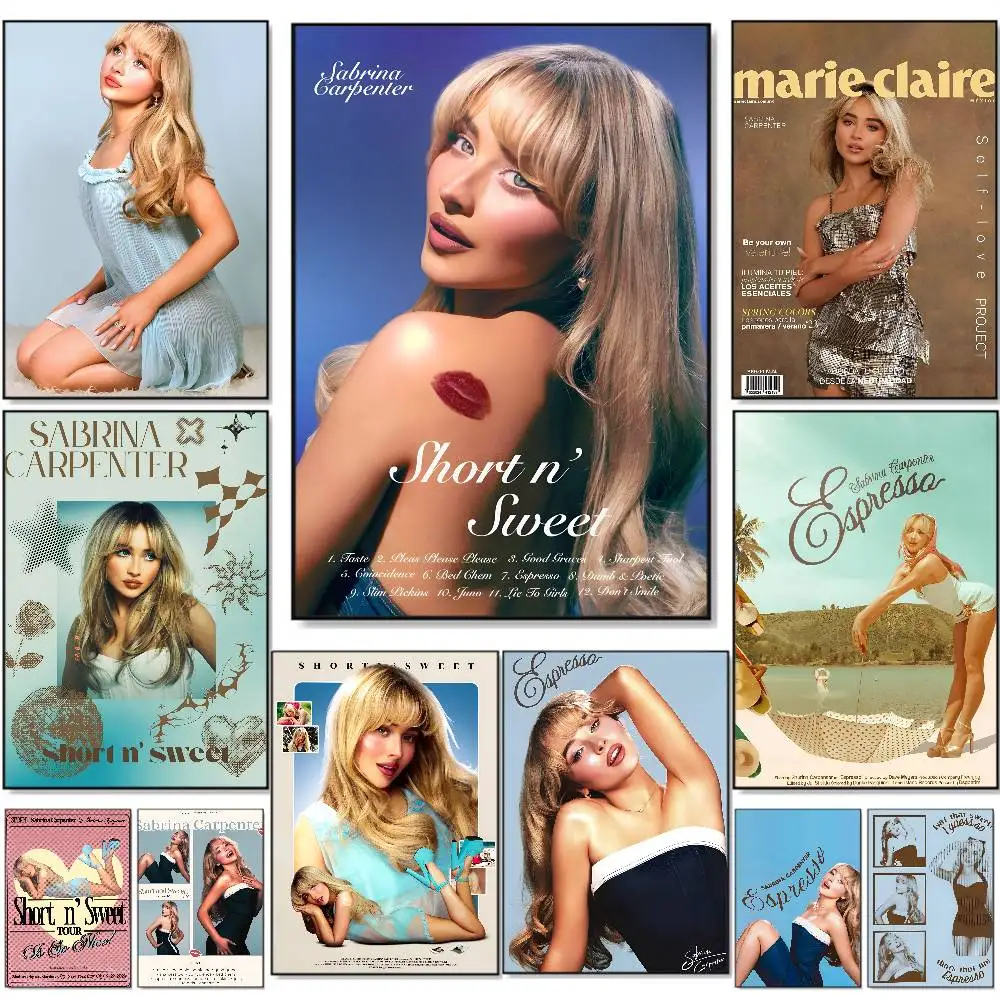 S-Sabrina Carpenter Poster HD selbstklebende wasserdichte Poster vielseitige Dekoration für Häuser, Bars, Hotels mehr Image