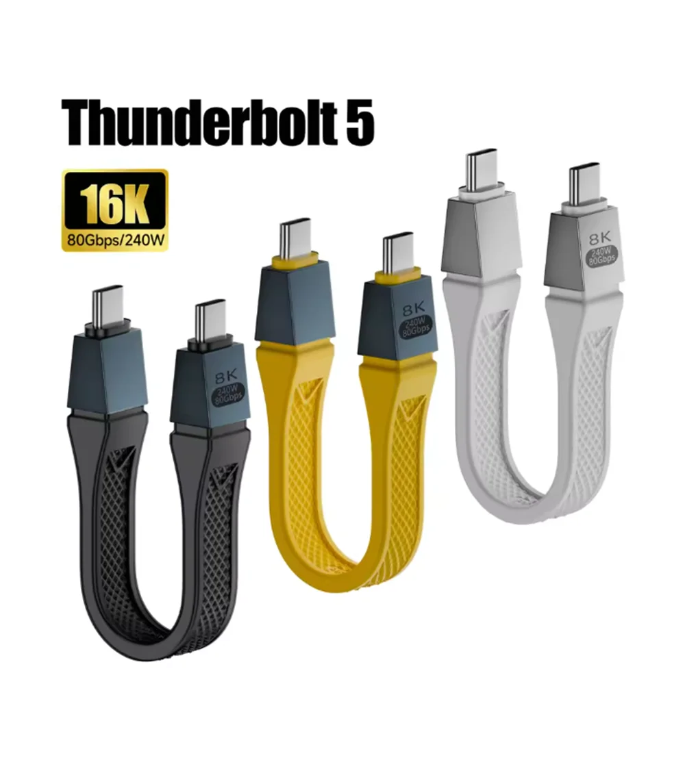Thunderbolt 5 Type C USB4 2.0 Cable 80Gbps Gen4 USB C to egpu 16K PD 240w one-way 120Gbps Short Cable Compatible Thunderbolt 4/3